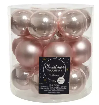 Decoris kerstballen glas poederroze 4cm 18st Decoris kerstballen glas poederroze 4cm 18st