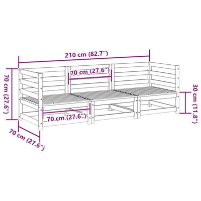 3-delige Loungeset massief grenenhout