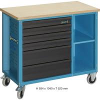HAZET Werkbank - rijdend - Assistent 177W - enkel 177W-6 - L x B x H: 1040 mm x 520 mm x 934 mm - Laden, ondiep: 4 x 79 x 527 x 348 mm - Laden, diep: - thumbnail