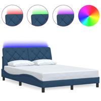 Bedframe met LED zonder matras 140x200 cm stof blauw - thumbnail