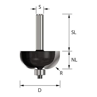 ENT Holprofielfrees HM R8 met lager, Kolf 8mm - 7914672 ENT Holprofielfrees HM R8 met lager, Kolf 8mm - 7914672