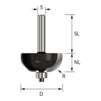 ENT Holprofielfrees HM R8 met lager, Kolf 8mm - 7914672 - thumbnail
