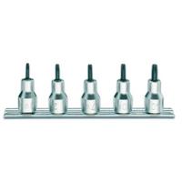 Beta 5-delige set dopsleutels voor Tamper Resistant Torx® schroeven (art. 920RTX) met support 920RTX/SB5 - 009200378 - thumbnail