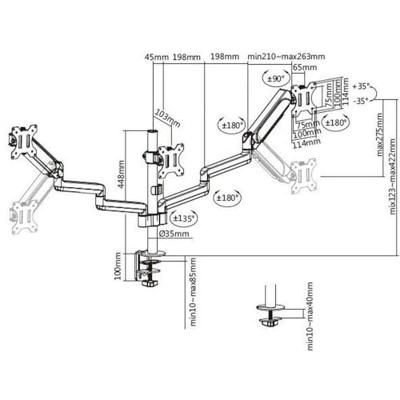 Equip 650134 triple monitorarm Zwart