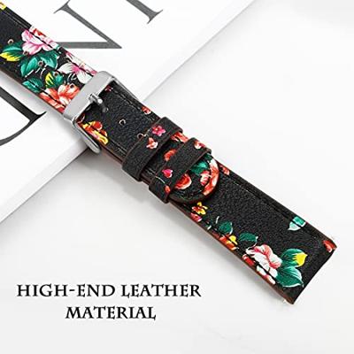 Fitbit Versa 1 / 2 & Lite leren bandje - Bloemenprint - thumbnail