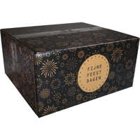 Kerstpakketdoos | Vuurwerk | golfkarton | 35x31.5x17cm | Kerstmis | b | zwart/goud | 10 stuks - thumbnail