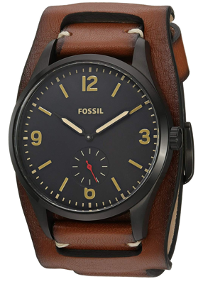Horlogeband Fossil FS5243 Onderliggend Leder Bruin 22mm