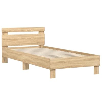 Bedframe met hoofdbord en LED sonoma eikenkleurig 90x200 cm