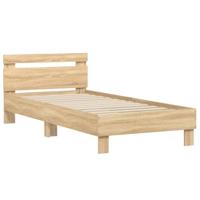 Bedframe met hoofdbord en LED sonoma eikenkleurig 90x200 cm - thumbnail