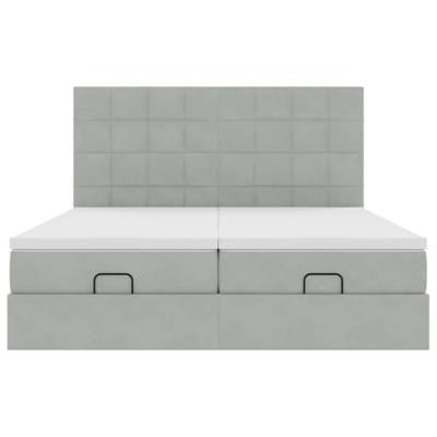 Ottoman bed met matrassen en LED's 180x200cm fluweel lichtgrijs