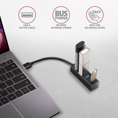 AXAGON HUE-M1A Mini Hub HUE-M1A USB-hub 4 poorten USB-A USB 3.0 5 GBit/s Zwart