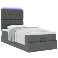 Ottoman bed met matras en LED's 100x200cm stof donkergrijs - thumbnail