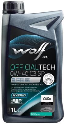 Wolf motorolie "officialtech c3 sp". motoroil 0w-40 1l off.tech c3 sp