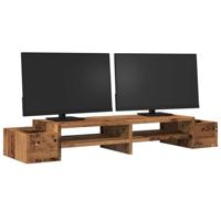 VidaXL Monitorstandaard met opbergruimte 100x27x15 cm hout oud hout - thumbnail