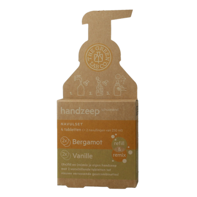 The Green Lab Co Handzeep navulset bergamot & vanille 4 Stuks