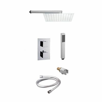 Inbouw douchecombi Vierkant met muursteun en douchekop 20 cm