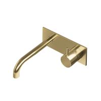 Hotbath Cobber afbouwdeel inbouw wastafelmengkraan met achterplaat en 18 cm uitloop geborsteld messing (goud) PVD CB006EXT18BBP - thumbnail