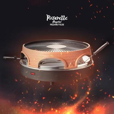 Emerio PO-113255.4 3in1 Pizzarette + 6 Pannetjes Terracotta Oranje/Zwart - thumbnail