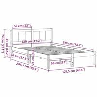 Bedframe Bruin 120 x 200 cm Massief grenenhout - thumbnail