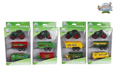 Kids Globe Farming Kids globe tractor set 3-delig die cast freewheel