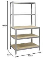 Avasco rek Strong Work, ft 186 x 100 x 60/30 cm, 5 legborden, gegalvaniseerd - thumbnail