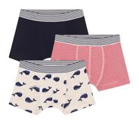 Set van 3 boxershorts van katoen met walvisprint voor kinderen PETIT BATEAU wit - thumbnail
