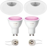 Pragmi Pollon Pro - Inbouw Rond - Mat Wit - Verdiept - Ø82mm - Philips Hue - LED Spot Set GU10 - White and Color Ambiance - Bluetooth - thumbnail
