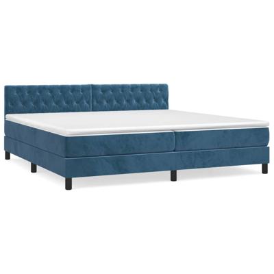 Boxspring met matras fluweel donkerblauw 200x200 cm
