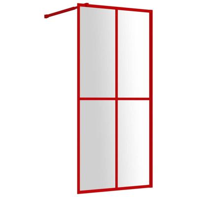Inloopdouchewand transparant 100x195 cm ESG-glas rood - thumbnail