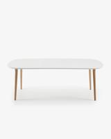 Kave Home Uitschuifbare Ovale Eettafel 'Oqui' 160 - 260 x 100cm, kleur Wit - thumbnail
