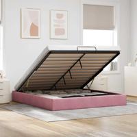 Ottoman bedframe zonder matras 200x200 cm fluweel roze - thumbnail