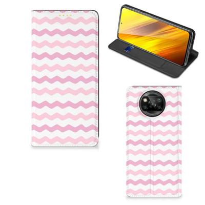 Xiaomi Poco X3 Pro | Poco X3 | Hoesje met Magneet | Waves Roze Xiaomi Poco X3 Pro | Poco X3 | Hoesje met Magneet | Waves Roze