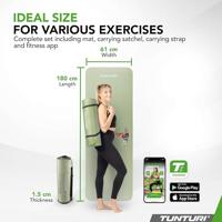 Tunturi NBR Yogamat met Draagtas | Fitness mat Extra dik & zacht | Anti slip | 180x60x1.5cm | Incl Trainingsapp | Mint - thumbnail