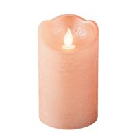 Lumineo LED kaars - lichtroze - D7,5 x H12,5 cm - met timer - thumbnail