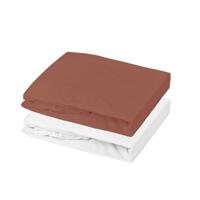 Set van 1 matrasbeschermer + 1 hoeslaken - P'TIT DODO - 60 x 120 cm - Wit / Terracotta - thumbnail