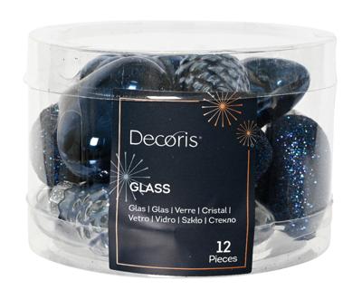 Figuur glas l2b4h4 cm blauw ass 12st kerst Decoris - Decoris Figuur glas l2b4h4 cm blauw ass 12st kerst Decoris - Decoris