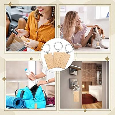 Colleoni 50 Stuks Blank Houten Sleutel Tag Sleutel Graveren Blanks Onvoltooide Sleutelhanger Sleutelhanger Key Tags voor DIY Ambachten, Rechthoek