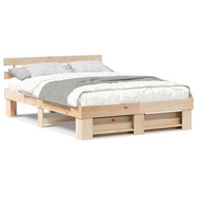 Bedframe met hoofdeinde Bruin 160 x 200 cm Massief grenenhout