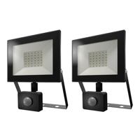 2-pack Lumos LED Breedstraler met bewegingssensor en schemerschakelaar - OSRAM Chips 30W 2880lm - 6500K - IP65 - vervangt 160 Watt - 2 jaar garantie - thumbnail