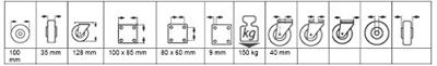 dörner + helmer 728151 Zwenkwiel Wieldiameter: 100 mm Draagvermogen (max.): 150 kg 1 stuk(s)
