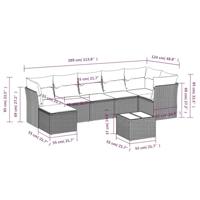 8-delige Loungeset met kussens poly rattan zwart - thumbnail