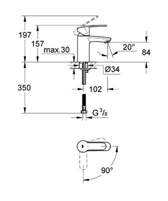 GROHE Eurostyle Cosmopolitan waterbesparende wastafelkraan chroom 2337320e - thumbnail