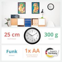 Mebus 52450 Wandklok Zendergestuurd 26 cm x 26 cm x 26 cm x 4.5 cm Zwart - thumbnail