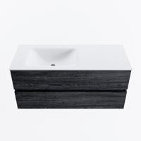 MONDIAZ VICA 110cm badmeubel onderkast Antracite 2 lades. Wastafel CLOUD links zonder kraangat, kleur Talc. - thumbnail
