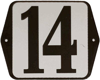 Huisnummer naambordje standaard 15x12 cm nummer 14 - Warentuin mix