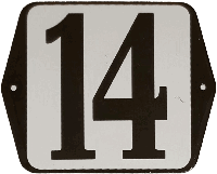 Huisnummer naambordje standaard 15x12 cm nummer 14 - Warentuin mix - thumbnail