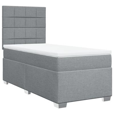 Boxspring met matras stof lichtgrijs 140x190 cm