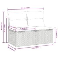 2-delige Loungeset met kussens poly rattan acacia grijs - thumbnail