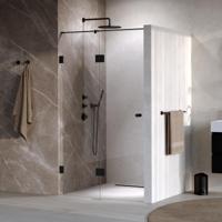 BRAUER Void Carving Nisdeur - 2-delig - 120x200cm - 60cm draaideur aan glas - glascoating - omkeerbaar - helder glas - mat zwart GS-VOCN3H6060200MZ - thumbnail