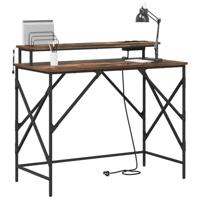 Bureau met plank Gerookt eiken 100 x 50 x 86.5 cm Bewerkt hout - thumbnail